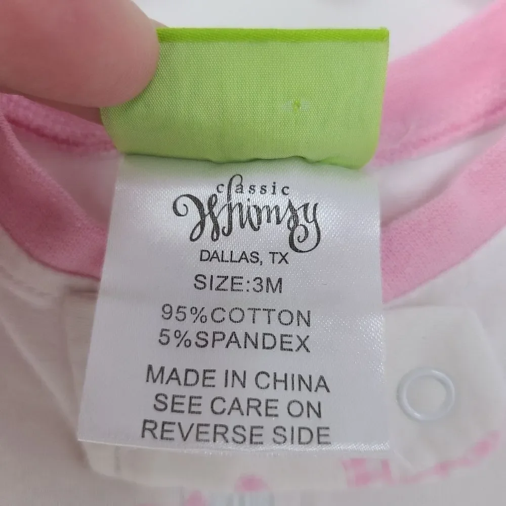 CLASSIC WHIMSY One Piece‎ Sleeper Outfit 3 Months White Pink Gingham Bears
